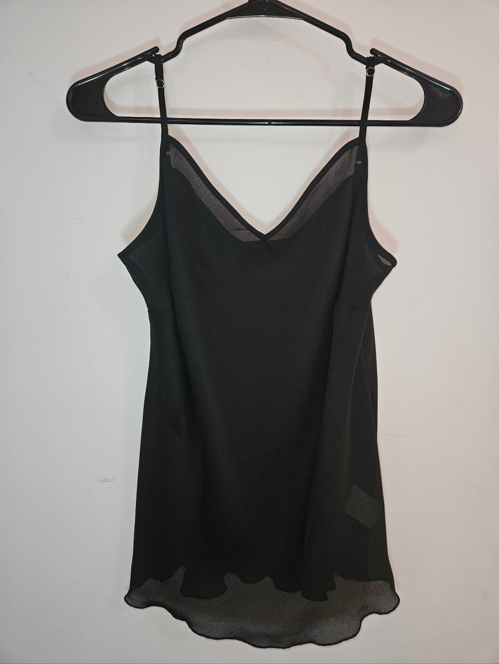 Black Mesh Spaghetti Strap Cami Tank Top